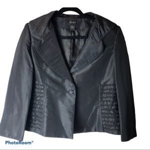 Nabi black taffeta cocktail jacket 3/4 sleeves size large